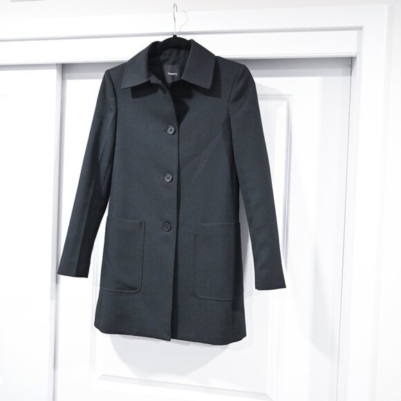 THEORY Izzurc Prospective Black Long Jacket Coat - Size S/P - Picture 3 of 9
